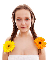 girl with orange flower