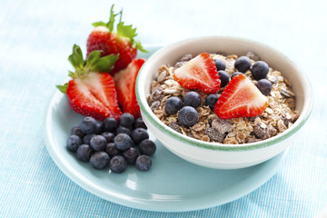 Bowl of muesli and berries