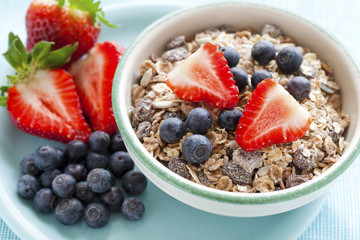 Bowl of muesli and berries