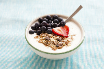 Bowl of muesli, yoghurt and berries