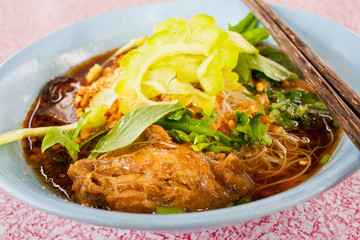 Chicken noodle thai food