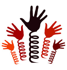 Hands spring into action vector.