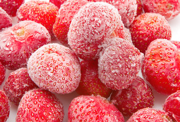 background of sweet frozen strawberries