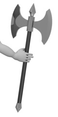 3d render of cartoon character with axe
