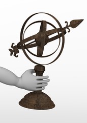 Obraz premium 3d render of cartoon character with astronomical tool