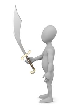 3d render of cartoon character with exotic sword