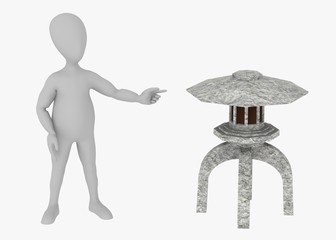3d render of cartoon character with statue