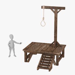 3d render of cartoon character with gallows