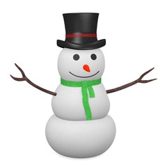 3d render of snowman character