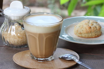 coffe with cookie background.