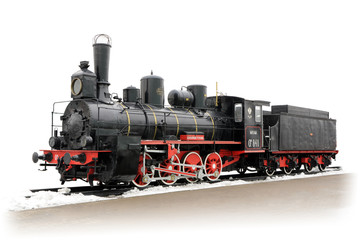 Old Russian steam locomotive - obrazy, fototapety, plakaty