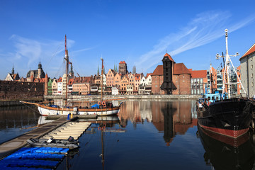 View over the river Motlawa the Old Town in Gdansk, Poland.