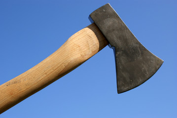 Axe against blue background