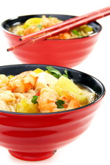 Fish soup with shrimp. Chinese cuisine.
