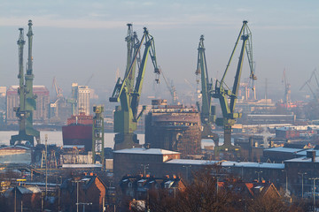 Shipyard in Gdansk at winter