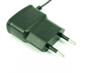 Mobile phone charger on a white background