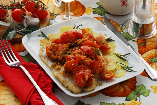 Mormore alle erbe e pomodori