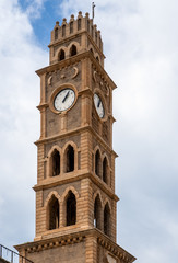 Fototapeta na wymiar old clock tower akko israel
