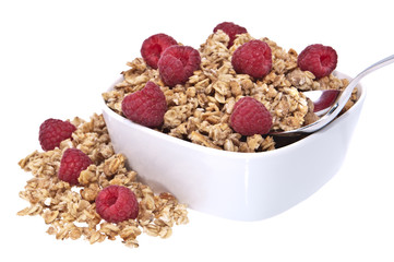 Muesli with fresh raspberries