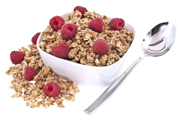 Muesli with fresh raspberries