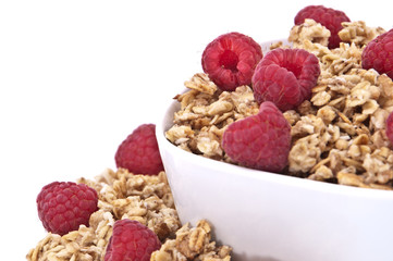 Muesli with fresh raspberries