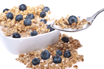 Muesli with fresh blueberries