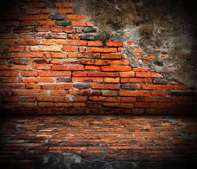 Old room with brick wall.