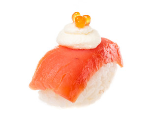 Salmon sushi on a White background