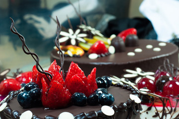 Cakes on blurry backgroun