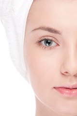 Part of woman face: closeup eye