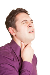 Fototapeta premium Mann mit Halsschmerzen
