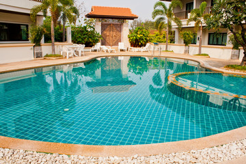 Swimming pool at hotel Udonthani, Thailand