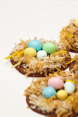 Easter nest sugar cookies with decorative eggs