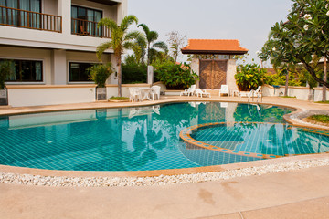 Swimming pool at hotel Udonthani, Thailand
