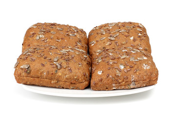 Bread on white plate