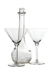 Empty glasses beakers and bottle
