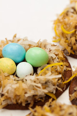 Easter nest sugar cookies with decorative eggs