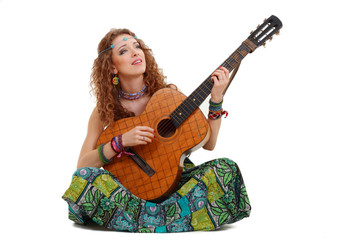 Fototapeta premium Beautiful Girl playing guitar