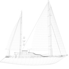 3D Illustration Zeichnung von einem Segelboot