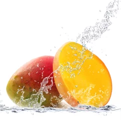 Fotobehang Opspattend water mango plons