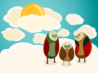 Owls in the sky