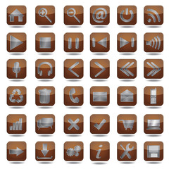 brown web icons set