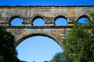 Fototapeta premium Pont du Gard - Roman aqueduct in southern France near Nimes.