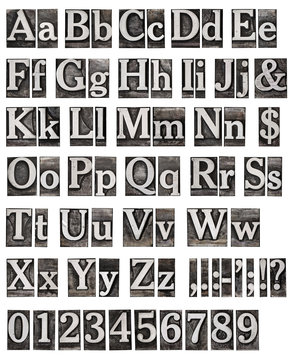 alphabet from old metal letters