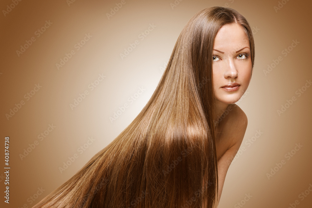 Wall mural woman with long healthy natural hair