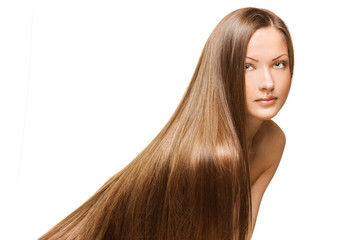 woman with long healthy natural hair