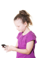 young girl sending a text message