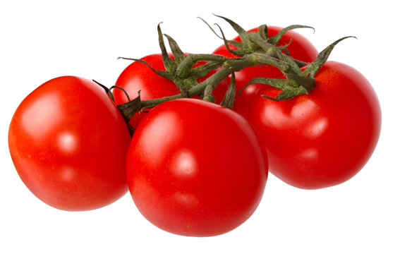 Fresh red tomatoes isolated on a white background.