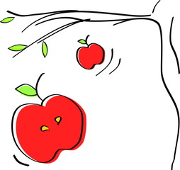 vector illustration aplle-tree and apple isolated on white