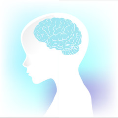 Human anatomical profile silhouette with a brain